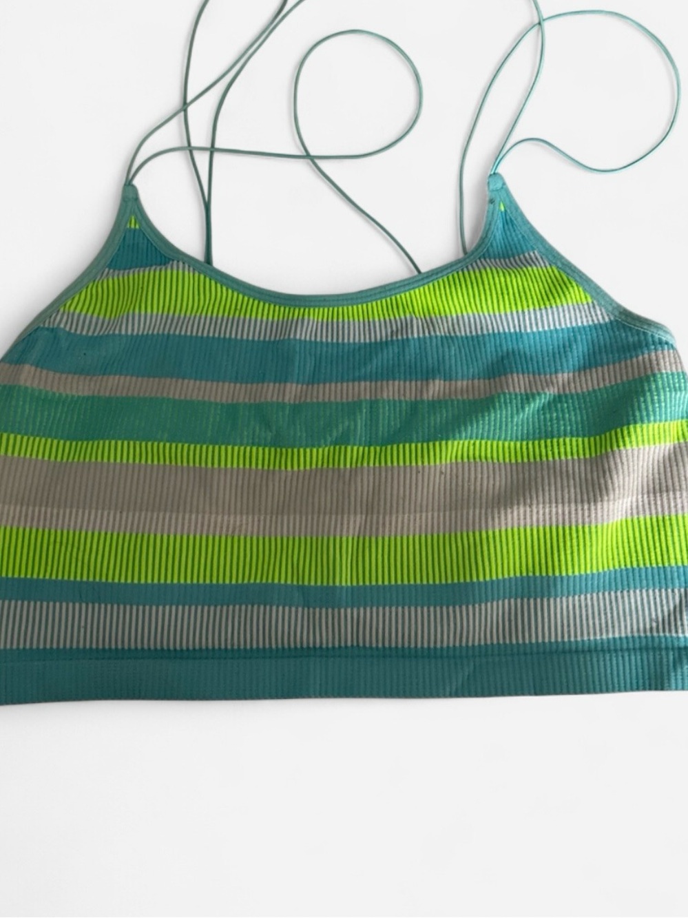 No Boundaries Striped Ribbed Cami in Teal, Lime & Gray